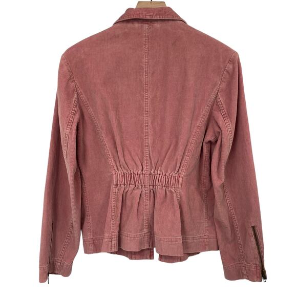 Garnet Hill Corduroy Jacket Blazer Pink Cotton Collared Utility Womens Small - Picture 4 of 7